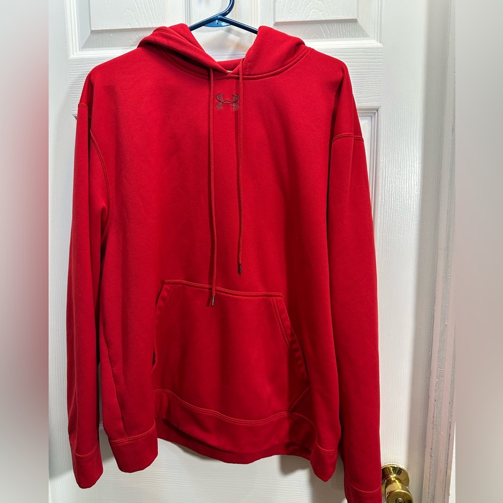 Under Armour Men’s Red Pullover Hoodie with Kangaroo Pocket